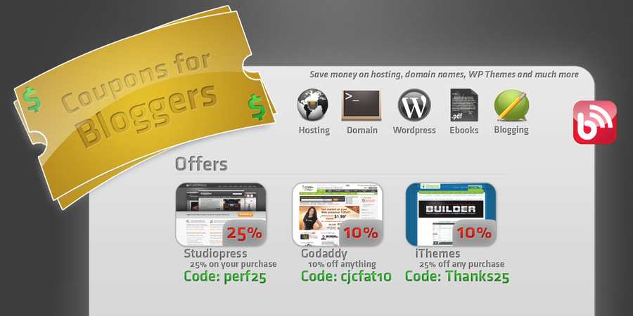 Coupons for bloggers - Website Mockup